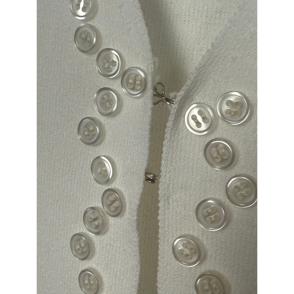 Vintage JAC White Button Embellished Cardigan Lightweight Viscose Nylon Blend - Picture 4 of 7